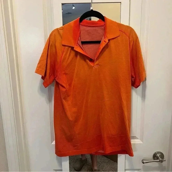 619 Men’s Lululemon Orange and Red Ombré Polo - Picture 1 of 4